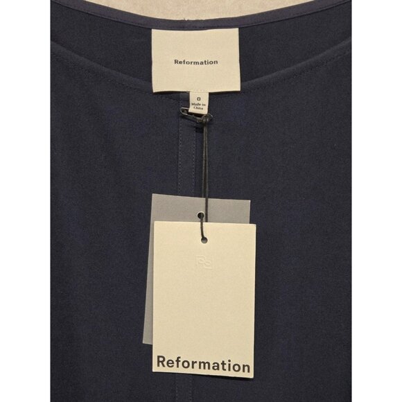Reformation Womens Size 0 Navy Blue Cyra Pieced Drop Waist Maxi Dress - Picture 5 of 7